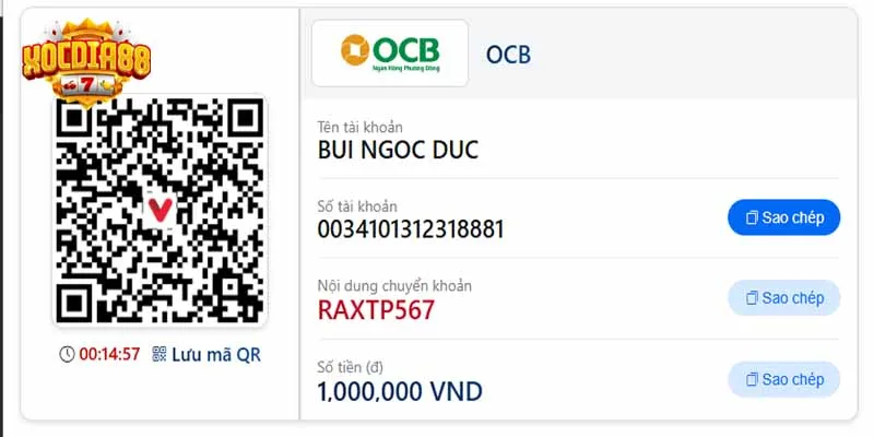 Giao dịch nạp tiền XOCDIA88 diễn ra vô cùng nhanh chóng Giao dịch nạp tiền XOCDIA88 diễn ra vô cùng nhanh chóng